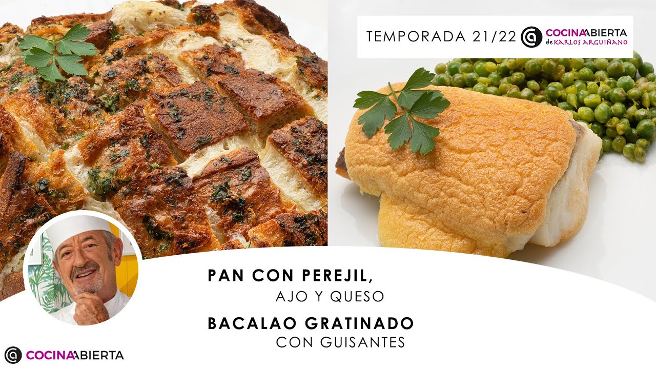 bacalao gratinado con guisantes arguiñano