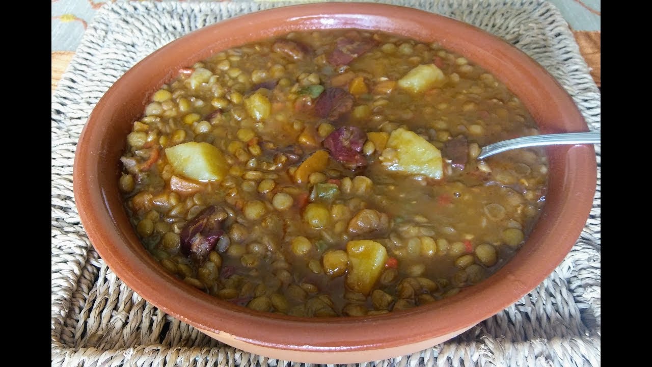 lentejas con taquitos de jamón