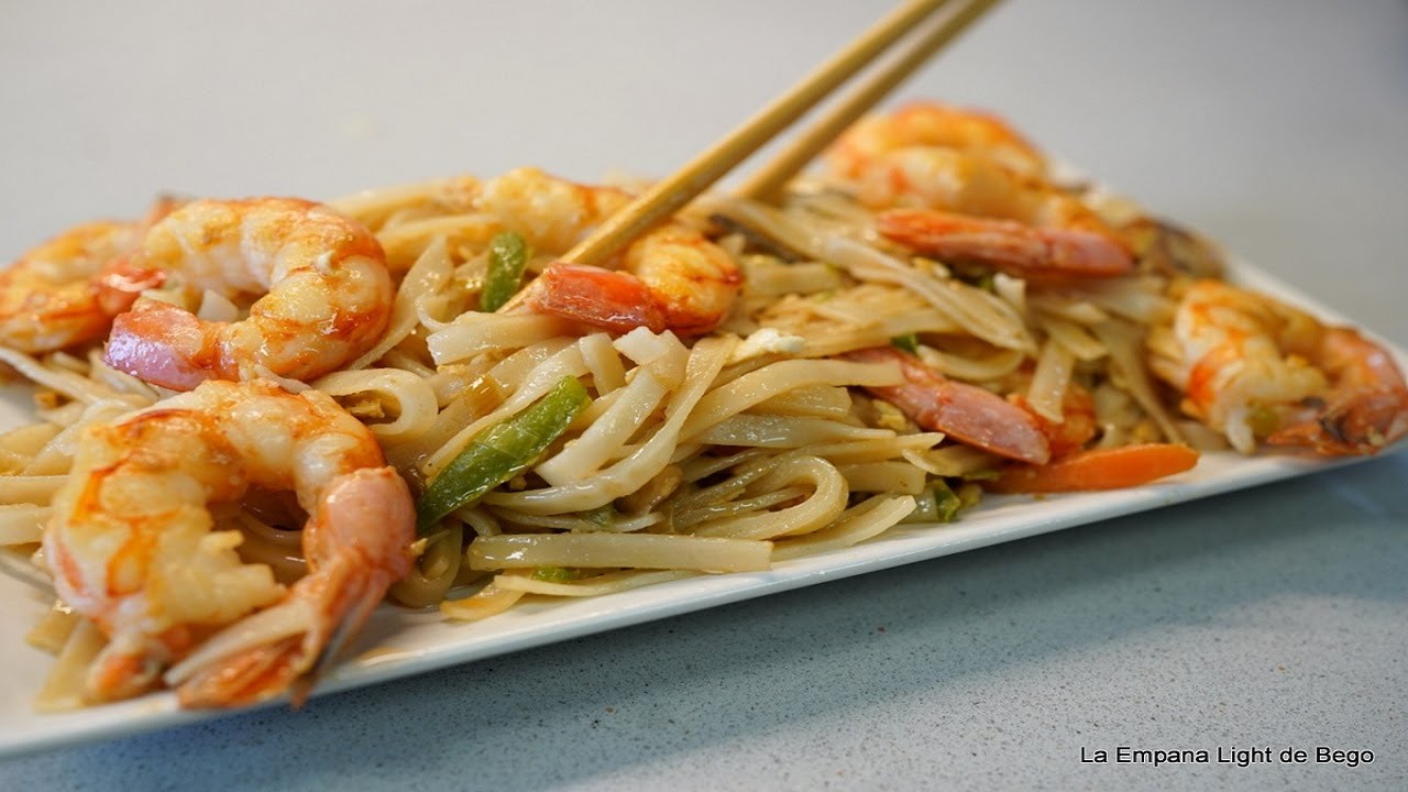 noodle de arroz con gambas