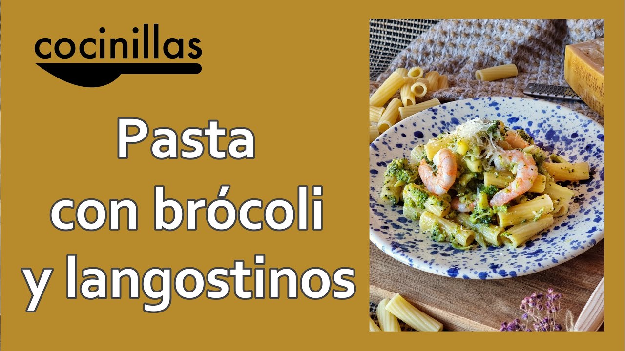 pasta con brócoli y gambas