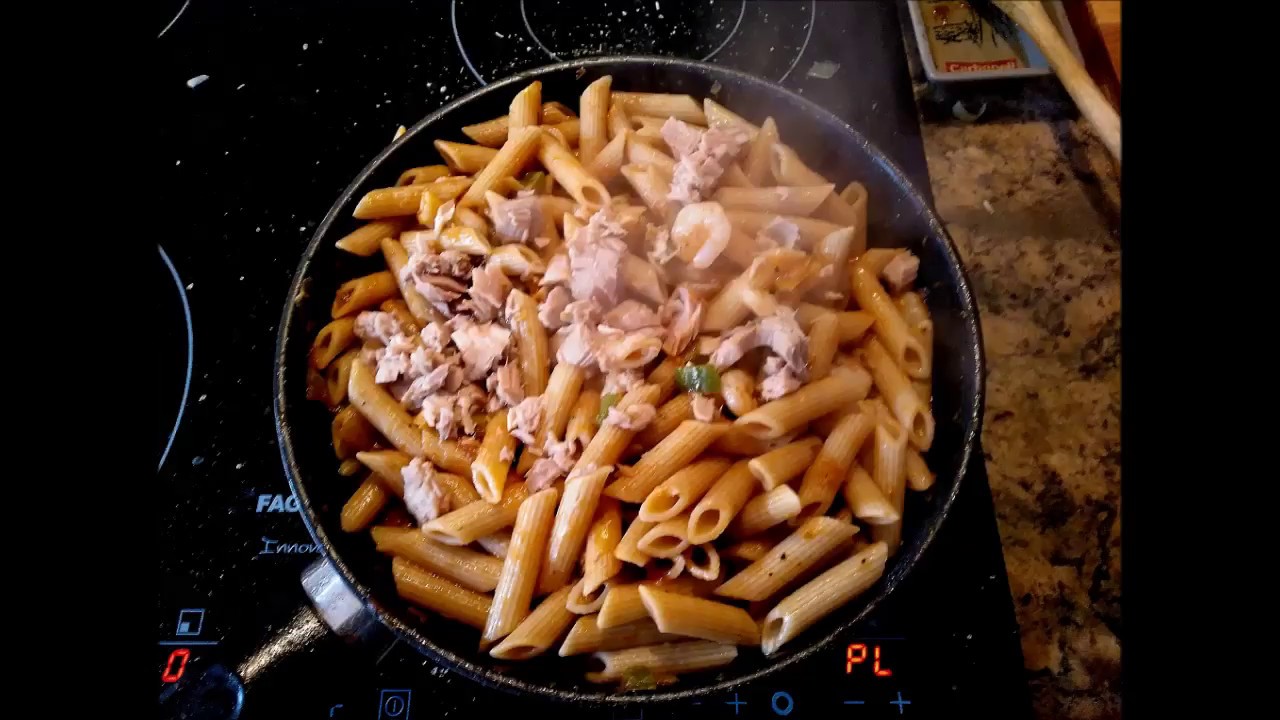 pasta con gambas y atun