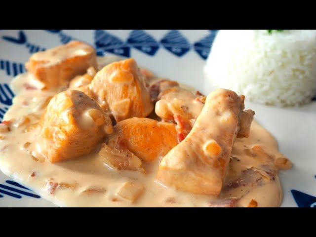 pechuga de pollo con nata y cebolla