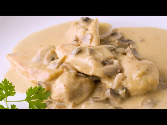 pollo al cava con champiñones