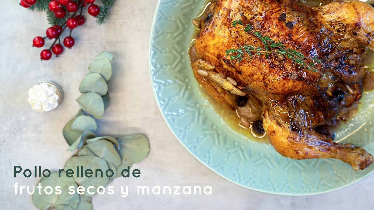 pollo relleno de frutos secos y manzana