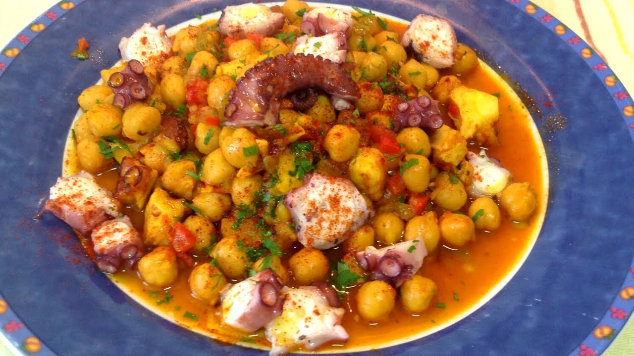 receta de garbanzos con pulpo