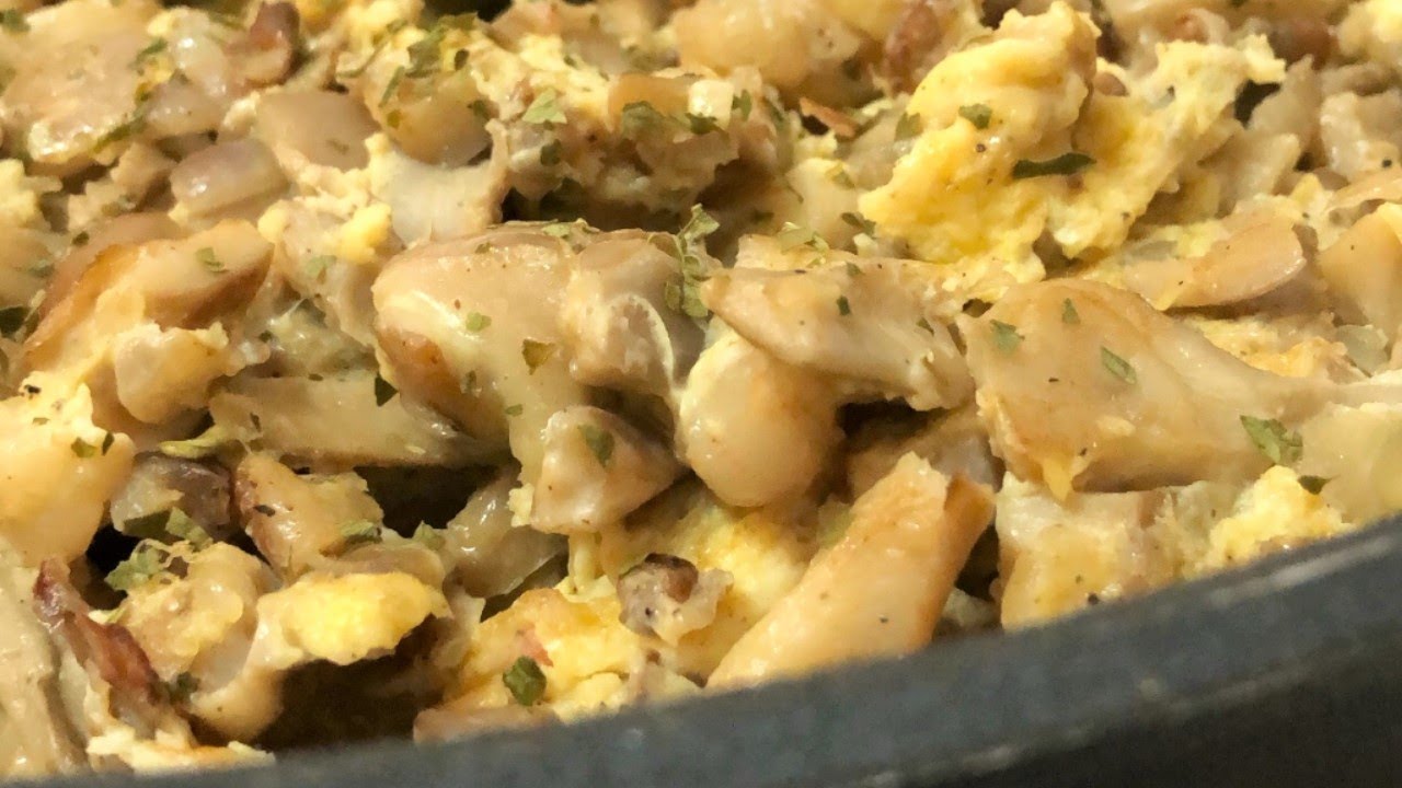 revuelto de setas y gambas congeladas