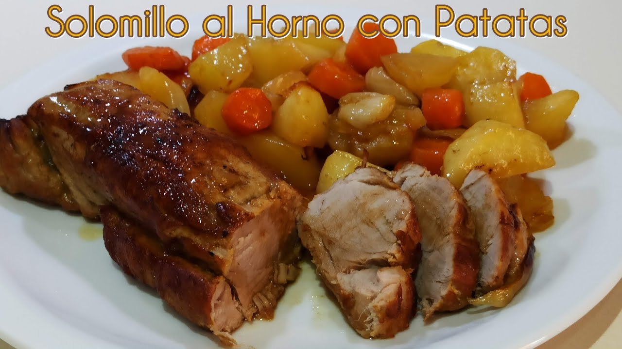 solomillo de cerdo al horno con patatas y champiñones