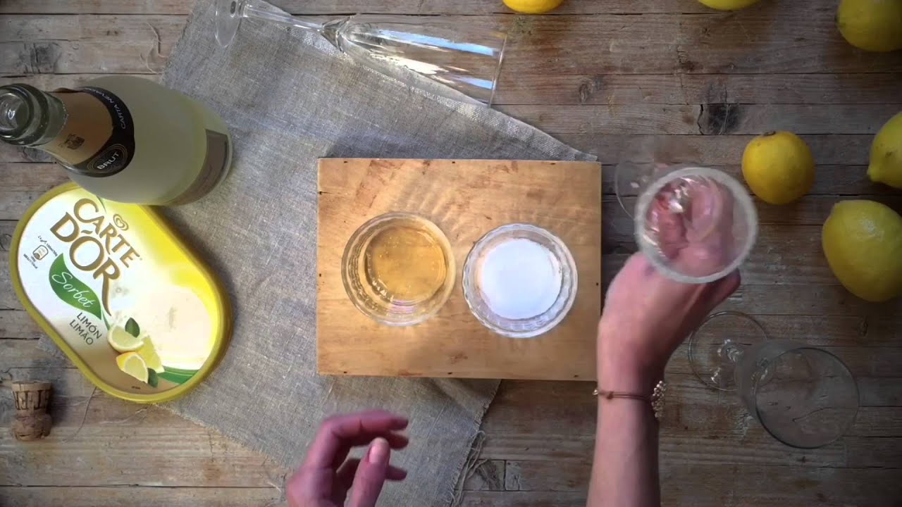 sorbete con helado de mandarina sin alcohol