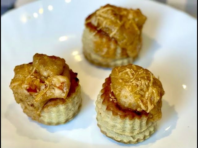 volovanes rellenos de gambas y bechamel