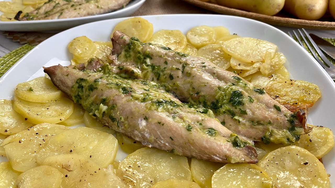 xarda al horno con patatas
