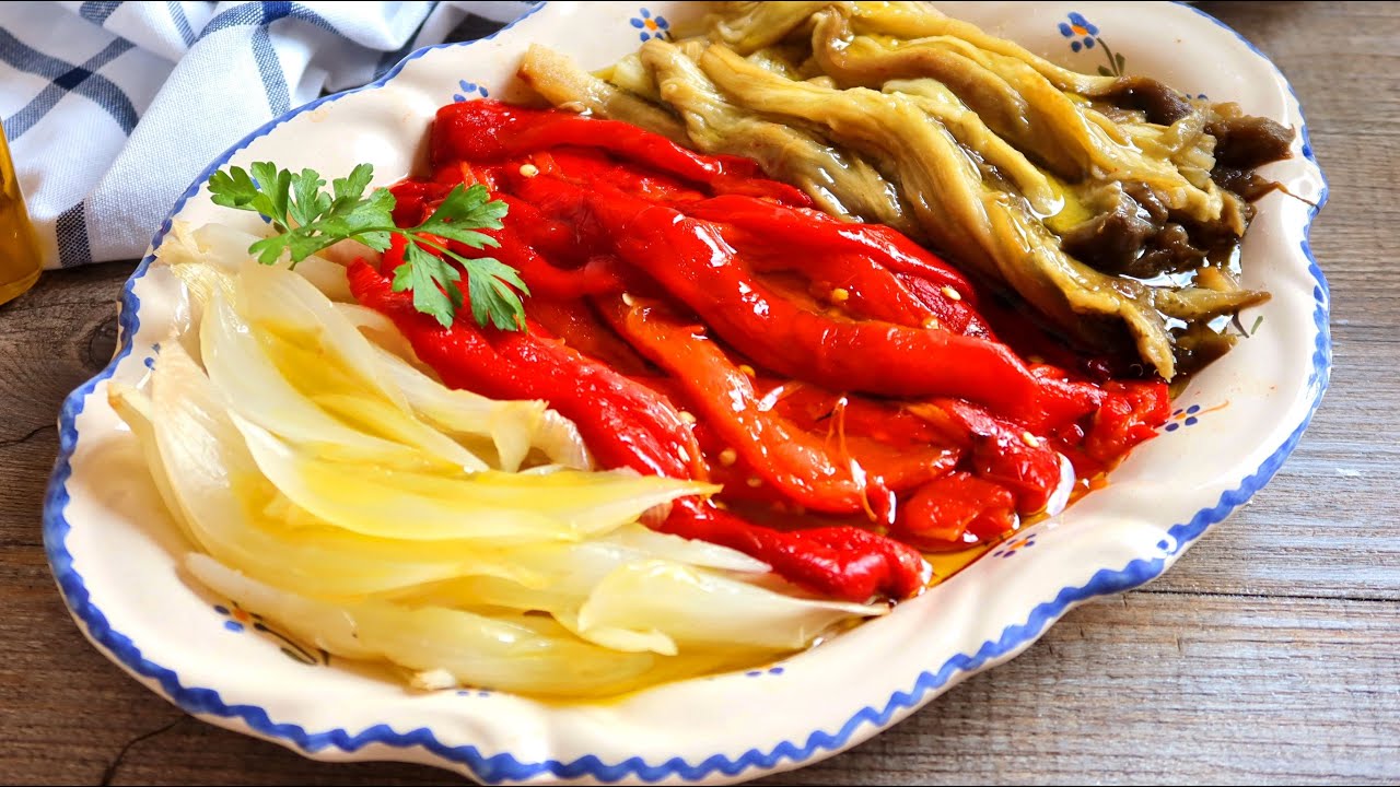 berenjena y pimientos al horno