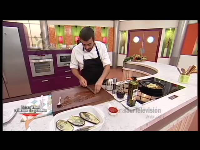 berenjenas rellenas de gambas y bechamel