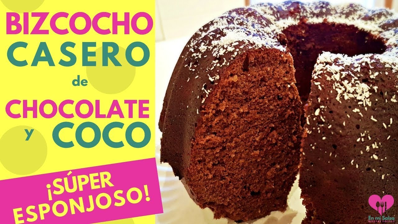 bizcocho de chocolate y coco esponjoso