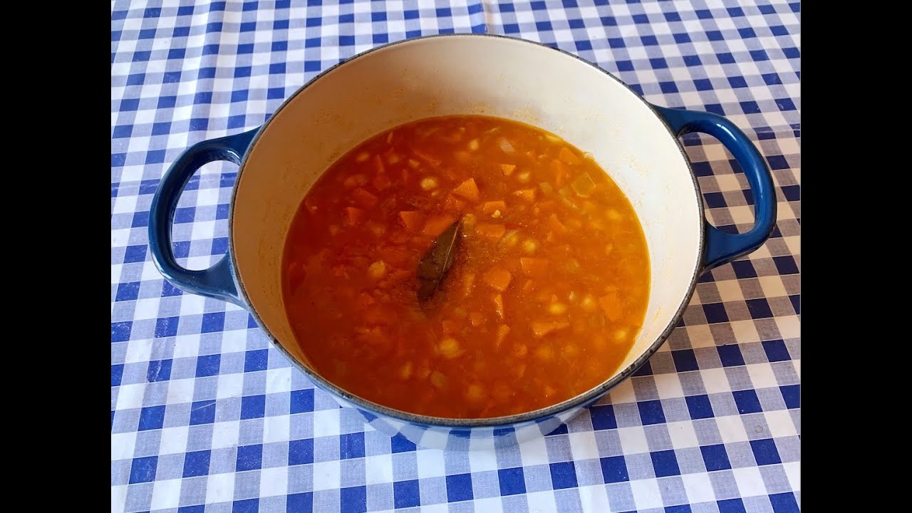 calabaza con garbanzos de bote