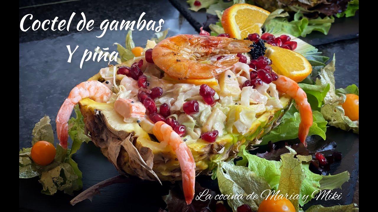 cóctel de gambas y piña