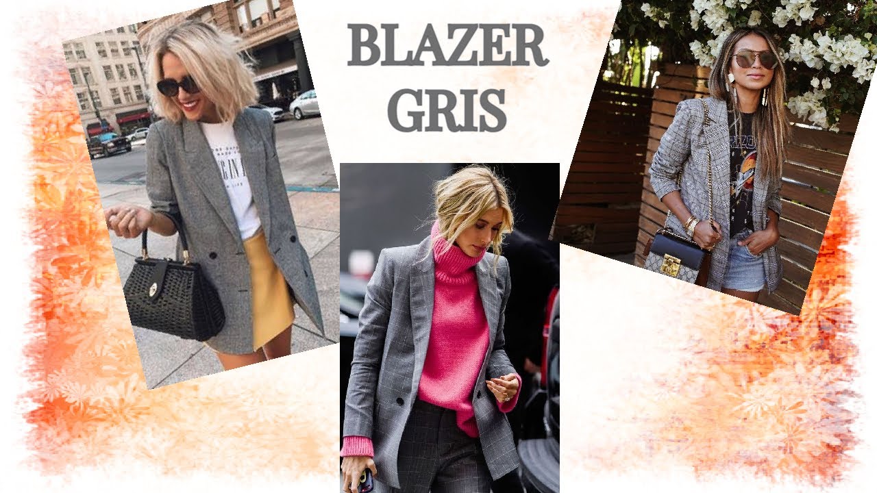 como combinar blazer gris mujer