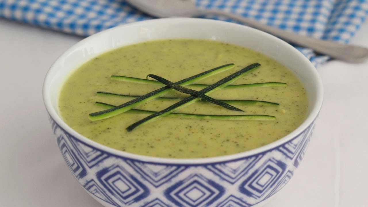 crema fría de calabacín con quesitos