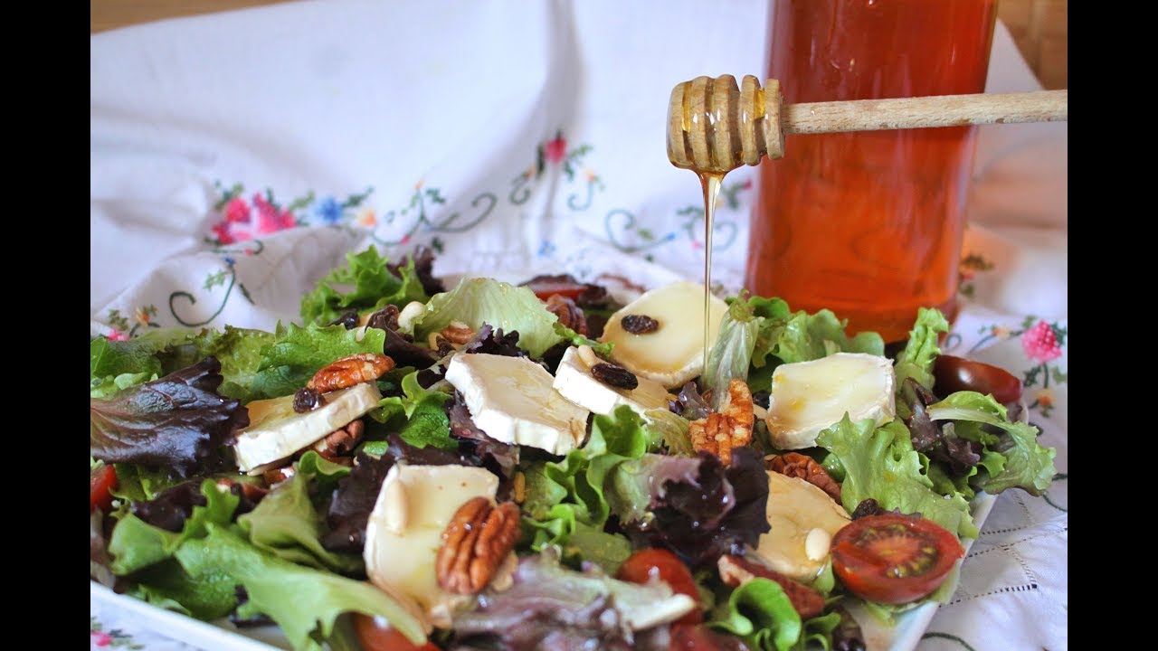 ensalada de queso de cabra y miel