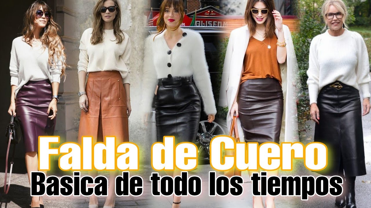 falda de cuero negra combinar