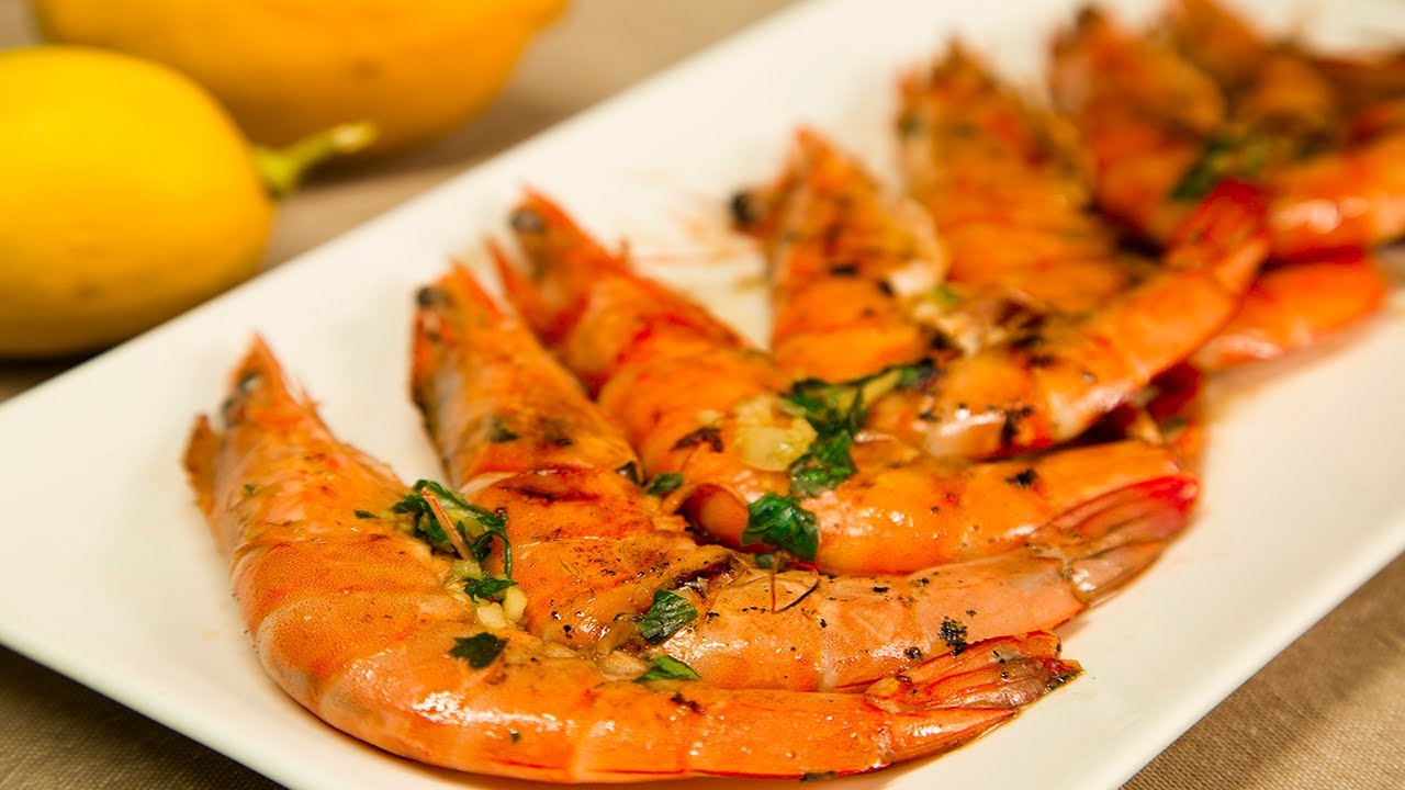 langostinos a la plancha con coñac