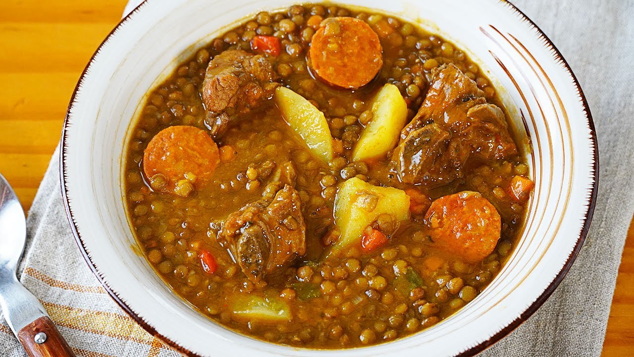 lentejas con costillas y verduras