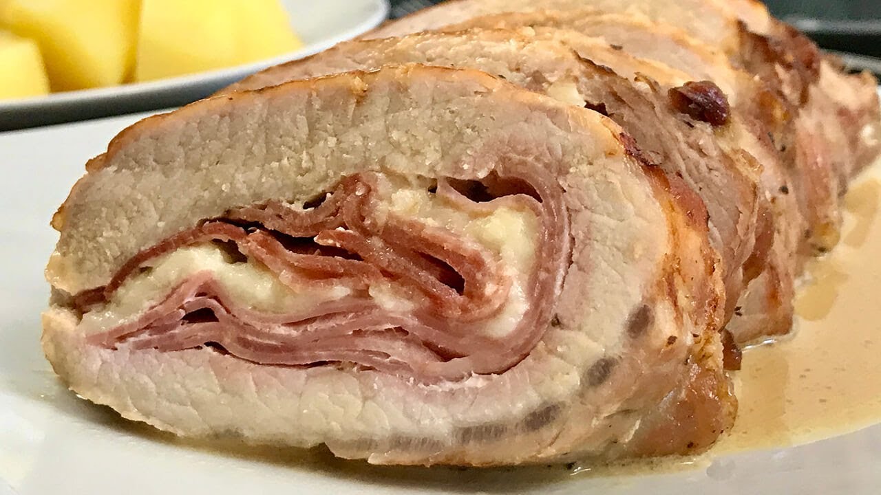 lomo relleno de jamón y huevo al horno