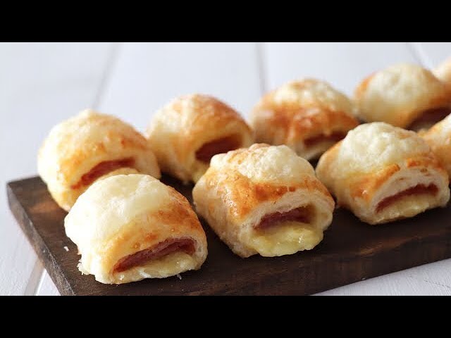 mini hojaldres de jamon y queso