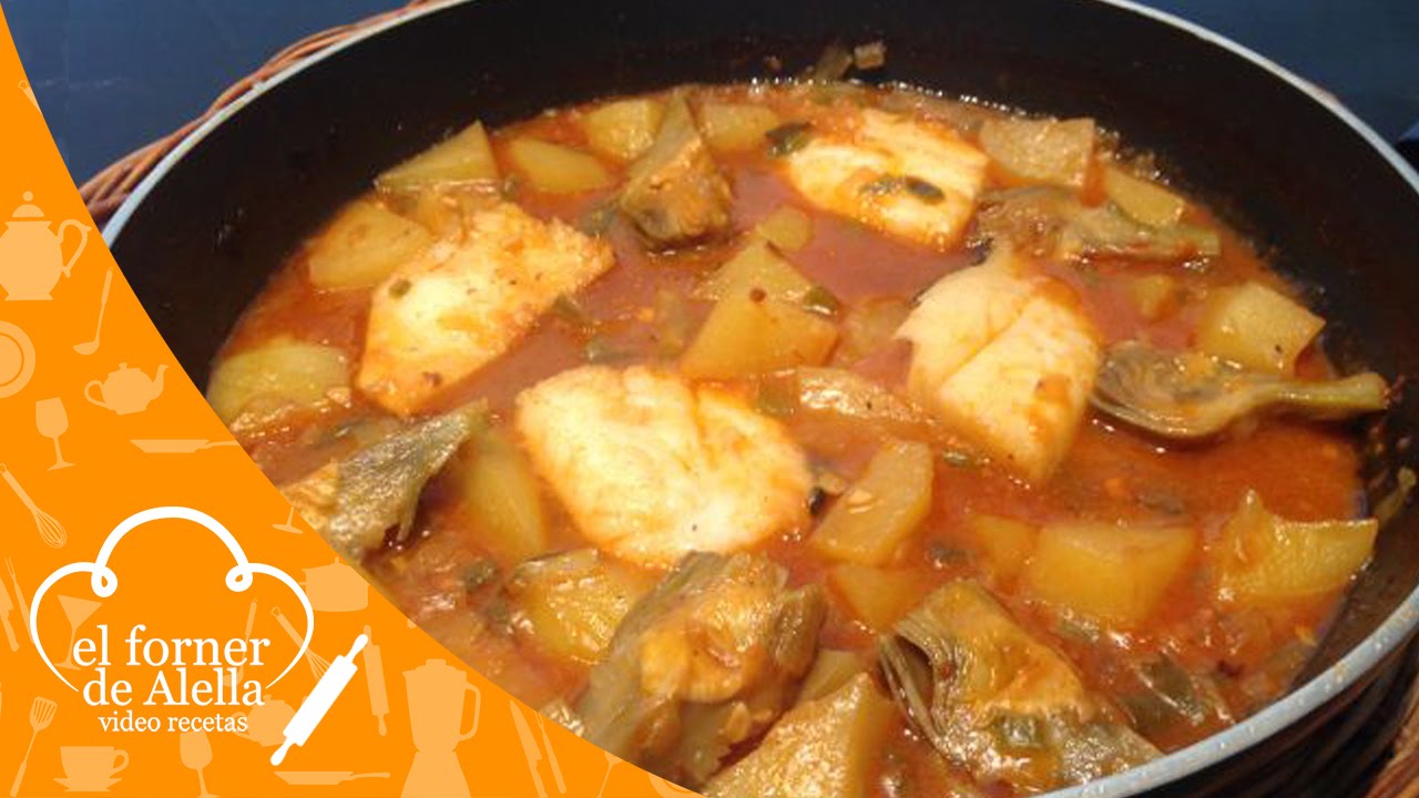 patatas con alcachofas y bacalao