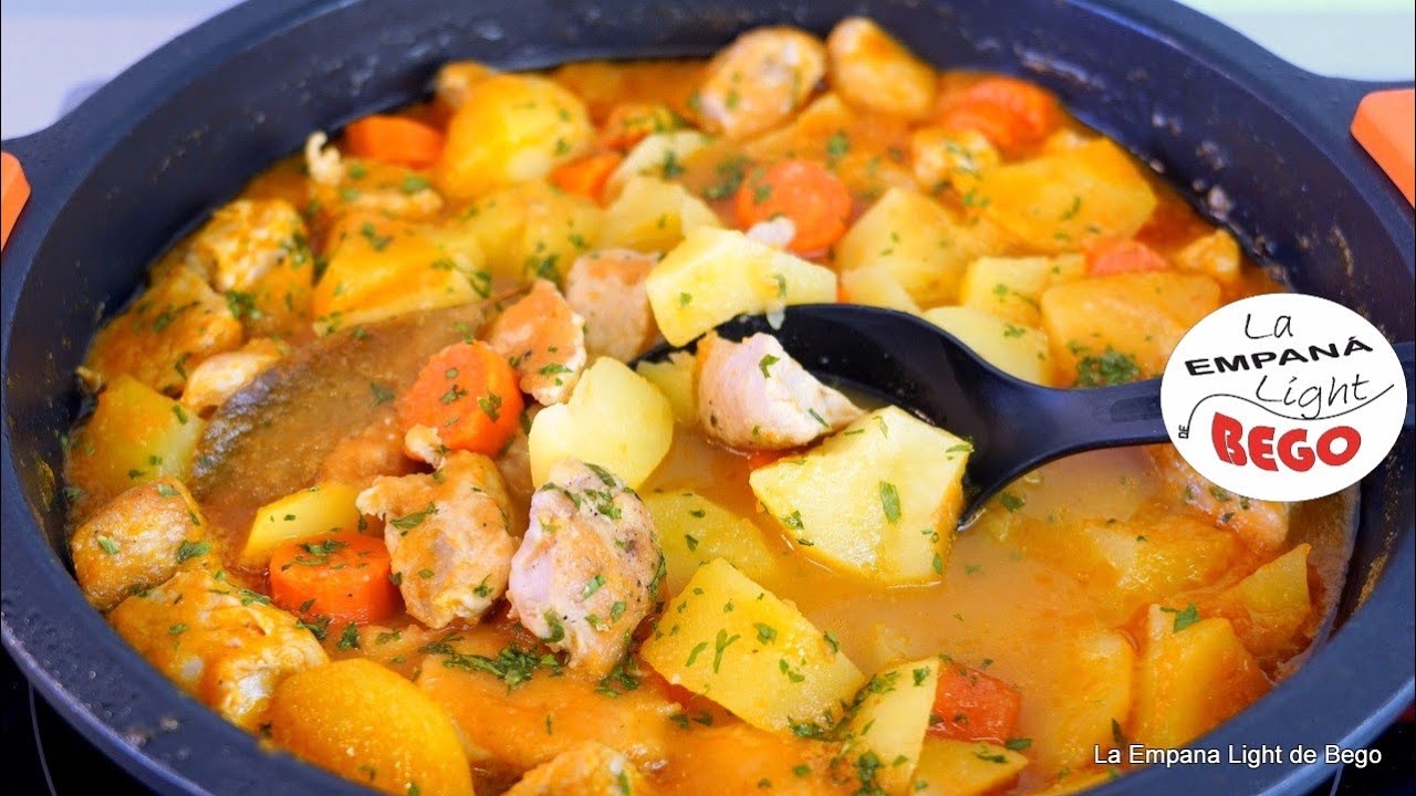 pavo estofado con patatas y guisantes