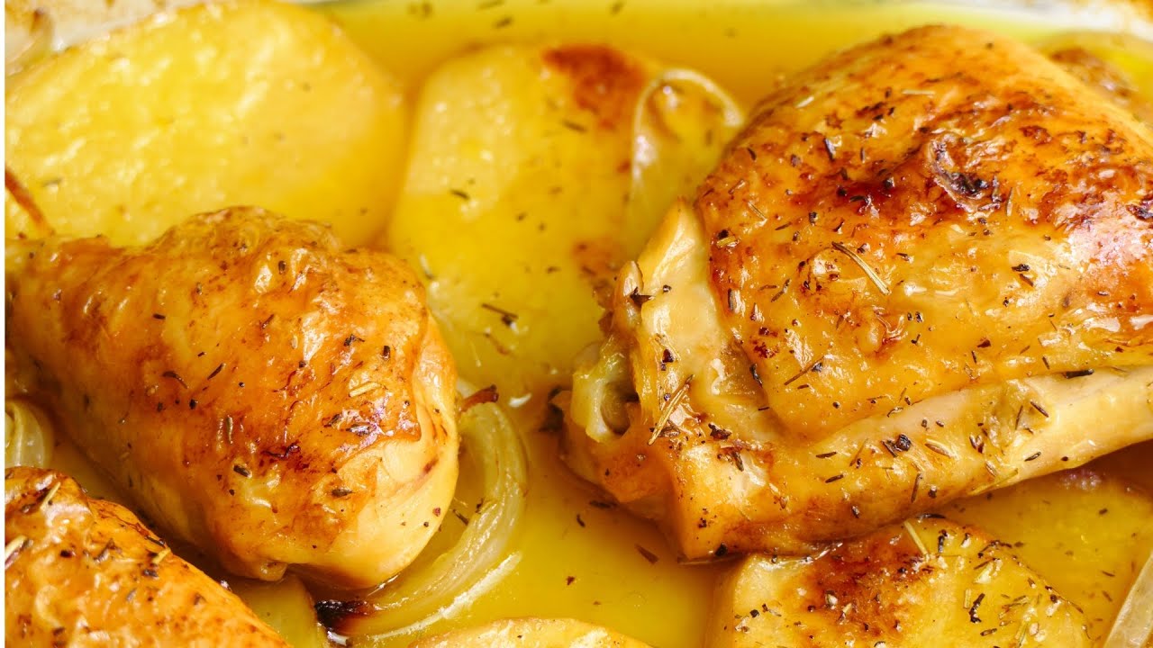 pollo al horno con cebolla