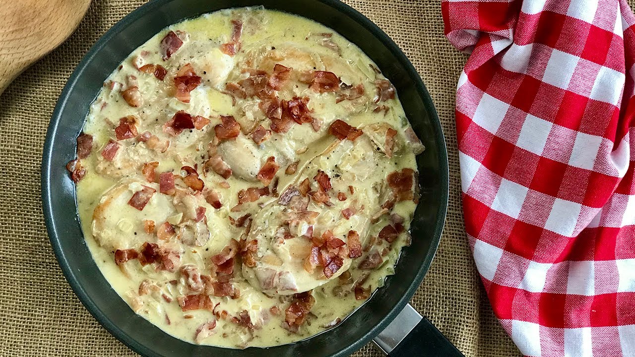 pollo con bacon y nata