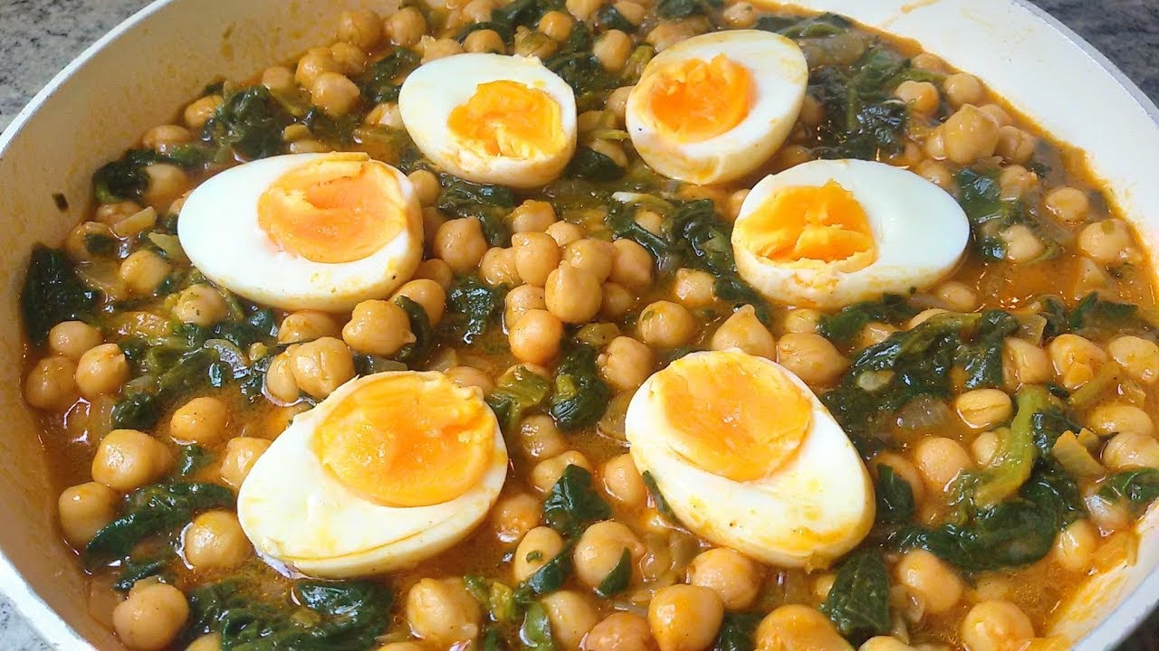 potaje de garbanzos con arroz y espinacas