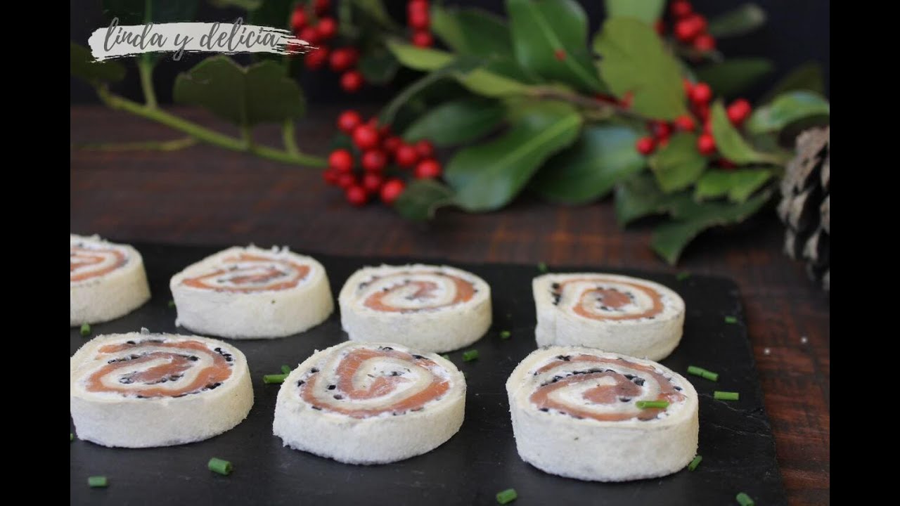 rollitos de salmón y queso con pan bimbo
