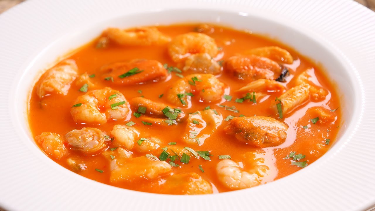 sopa de pescada y gambas