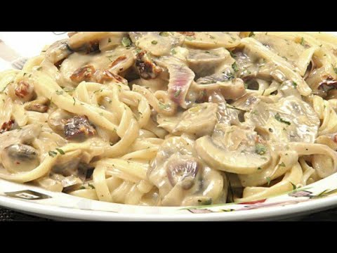spaghetti con champiñones y pollo