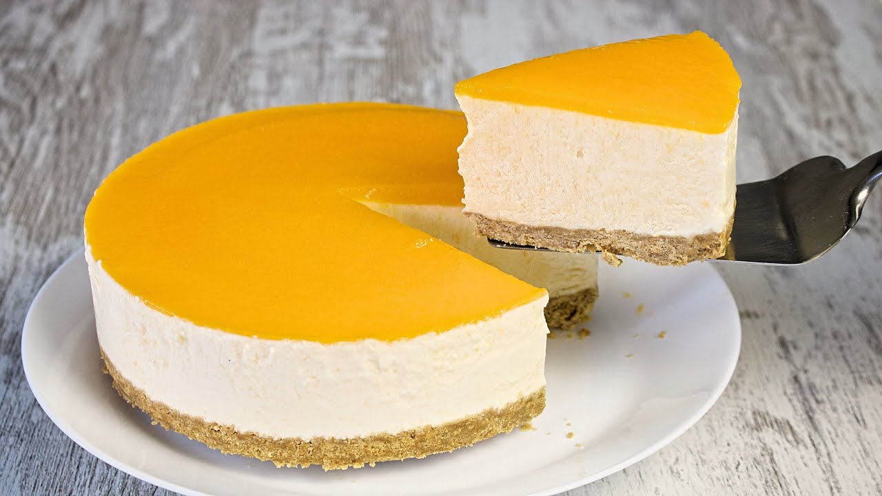 tarta fría de melocotón en almíbar