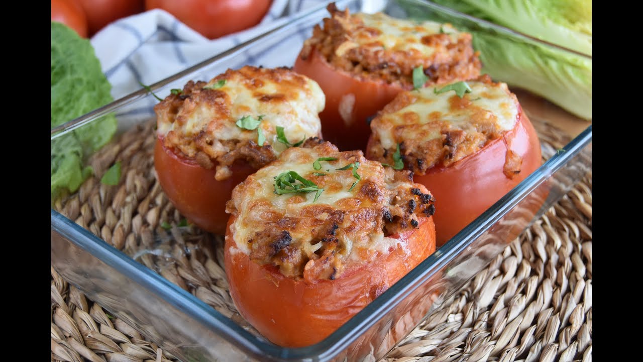 tomates rellenos de carne picada al horno