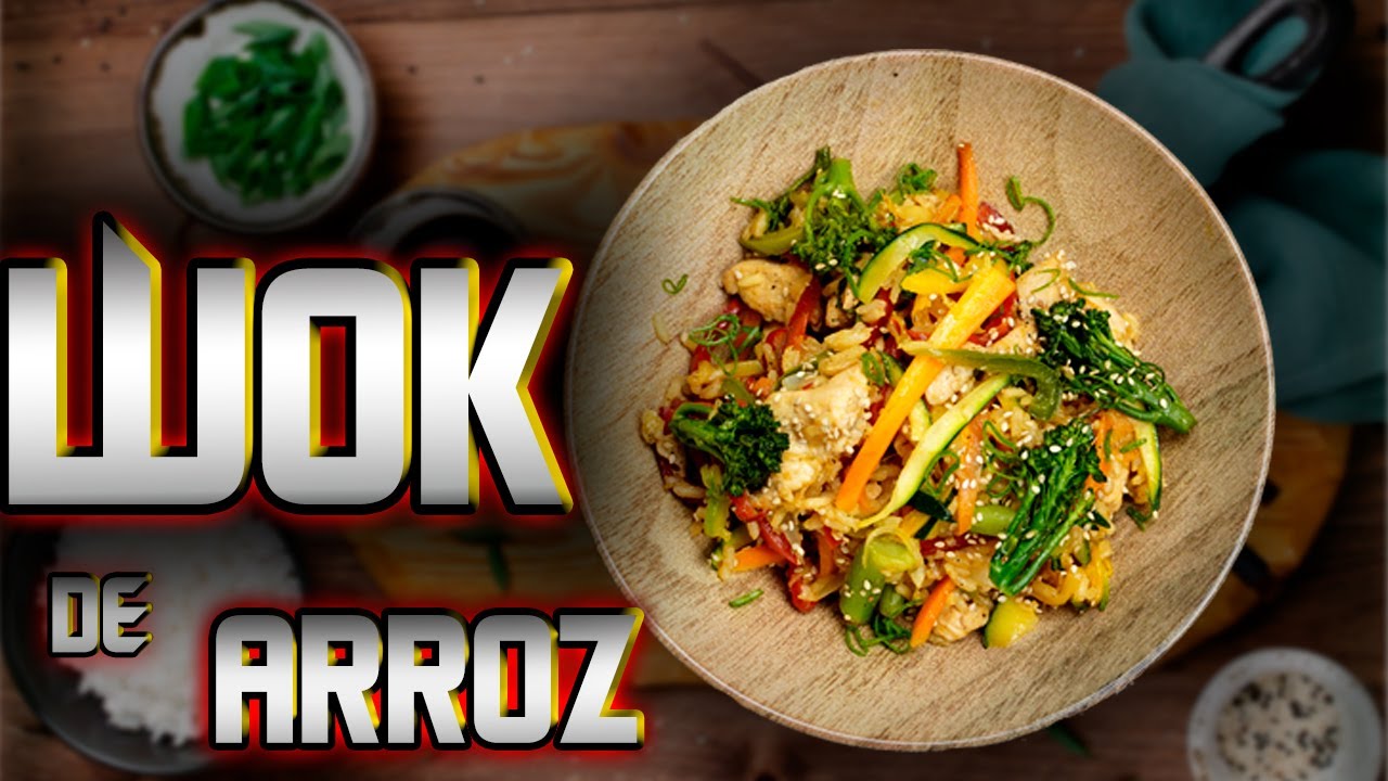 wok de verduras y arroz