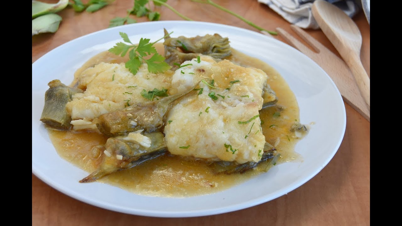 bacalao con alcachofas y guisantes